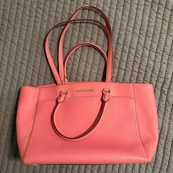 Michael Kors Emmy Large Tote – Tulip Pink Saffiano Leather, Great Condition - Picture 1 of 4